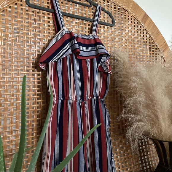 Vertical stripe statement cropped length jumpsuit - Picture 1 of 7